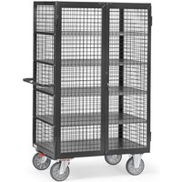 fetra® Schrankwagen, TK 750 kg, Gitterwände, mit Doppelflügeltür, 5 Etagen à 1.000 x 680 mm, anthrazitgrau von fetra®