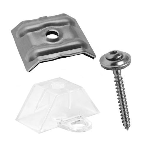 100 Stück Abstandshalter 76/18 70/18 Trapez + Kalotten Alu/blank + Spenglerschrauben 4,5x55 TX Dachbefestigung Trapezblech von Schrauben-Niro.de