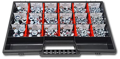 Muttern Sortiment M4-M5-M6-M8-M10-M12 554 tlg. Schraubenbox von Schraubenbox24