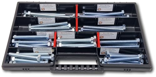 Sechskantschrauben Sortiment M8 // 60mm-100mm 65 tlg Schraubenbox DIN 933/ISO4017 Vollgewindeschrauben Maschinenschrauben Gewindeschrauben Sechskantschrauben von Schraubenbox24