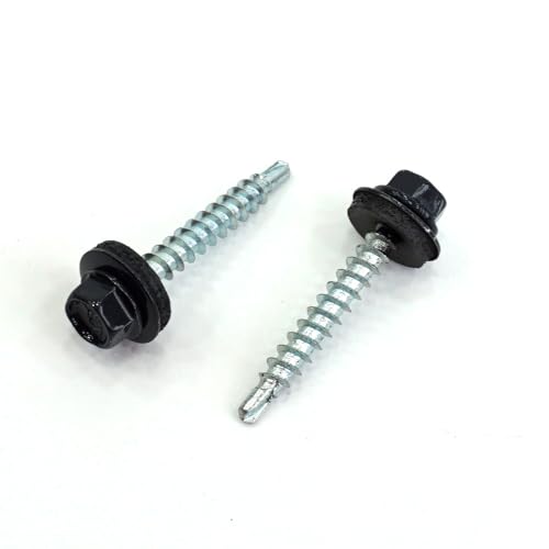 Schraubendealer 250 Stk. Sechskantbohrschrauben 4,8x20mm RAL 7016 Anthrazit - Bohrschrauben Blechbohrschrauben verzinkt mit EPDM Dichtscheibe von Schraubendealer