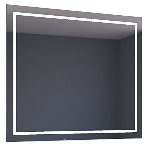 Schreiber Design Badspiegel Linea mit LED Beleuchtung umlaufend OHNE Schalter 80 cm Breit x 60 cm Hoch Neutralweiß 4.000K von Schreiber Design