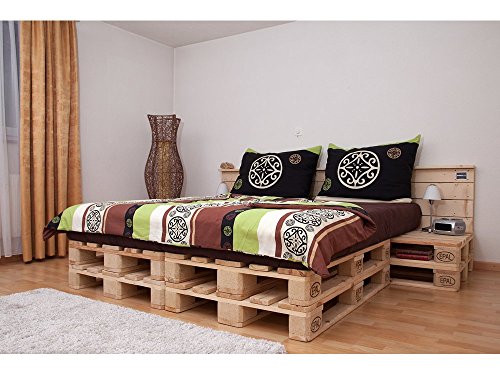 Schroth Home PALoma Palettenbett 160 x 200 – Euro Paletten Bett mit Kopfteil – Holz Palette geschliffen – Bett selber Bauen - kein lästiges Schleifen mehr von Schroth Home