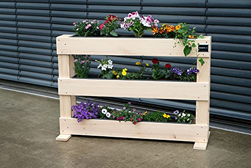 PALblumenwand Style 120 x 80 x 15 cm – Deko Hochbeet mit Etagen – Wandhalter aus Holz für Innen und Aussen – Lieferung als Bausatz - inklusive GRATIS 3 Pflänzkästen von Schroth Home