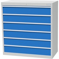 Bedrunka+Hirth Schubladenschrank Profi, Schubladen 6x150 mm, HxBxT 1.019 x 980 x 500 mm, lichtgrau/lichtblau von Bedrunka+Hirth