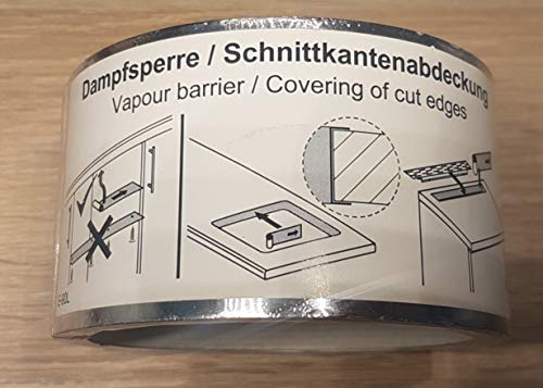 8 Meter Dampfsperre Schnittkantenabdeckung Dampfschutz Aluband selbstklebend Kueche Bad Arbeitsplatte Herd Spüle Ausschnitt Geschirrspüler Spülmaschine von Schüller