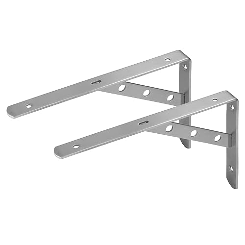 2 Regalträger Tiefe 20cm Winkel Konsole | 4mm Edelstahl | bis 70kg belastbar | 6 Tiefen von 150mm-400mm für Garage, Carport, Lager, Werkstatt, Küche von Schürberg