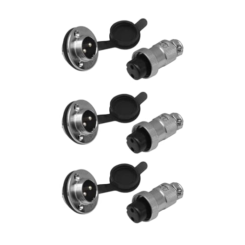 3x Einbau Steckverbindung 19mm 3Pin Stecker Steckdose für DC Gleichstrom Max. 250V 7A-20A Verbindungen Ladebuchsen | 5 Modelle 2-12 Pin zur Auswahl bis 250V 20A | von Schürberg