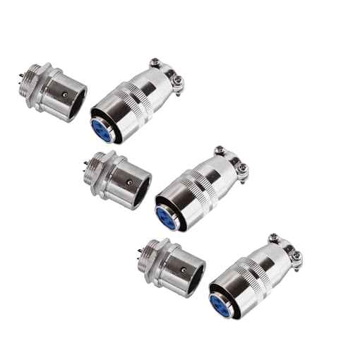 3x Einbau Steckverbindung 12mm 2Pin Stecker Steckdose für DC Gleichstrom Max. 48V 5A Verbindungen Ladebuchsen | 5 Modelle 2-12 Pin zur Auswahl bis 250V 20A | von Schürberg