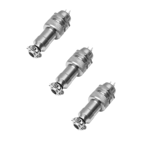 3x Einbau Steckverbindung 12mm 3Pin Stecker Steckdose für DC Gleichstrom Max. 250V 5A Verbindungen Ladebuchsen | 5 Modelle 2-12 Pin zur Auswahl bis 250V 20A | von Schürberg