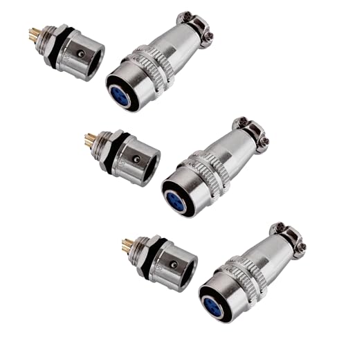 3x Einbau Steckverbindung 8mm 2Pin Stecker Steckdose für DC Gleichstrom Max. 48V 3A Verbindungen Ladebuchsen | 5 Modelle 2-12 Pin zur Auswahl bis 250V 20A | von Schürberg