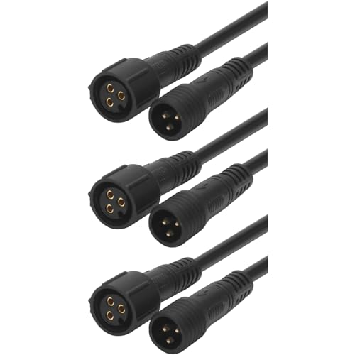 3x Kabel mit Wasserdichter 3Pin Steckverbindung vorkonfektioniert 2 Meter lang Belastbar bis 50 Volt / 3 Ampere | 1 oder 2 Meter Länge und 2-4 Pin zur Auswahl von Schürberg