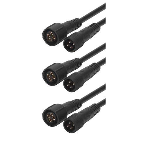 3x Kabel mit Wasserdichter 4Pin Steckverbindung vorkonfektioniert 1 Meter lang Belastbar bis 50 Volt / 3 Ampere | 1 oder 2 Meter Länge und 2-4 Pin zur Auswahl von Schürberg
