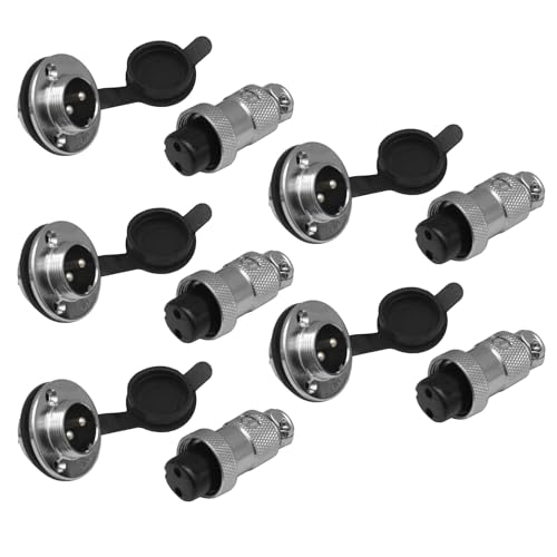 5x Einbau Steckverbindung 19mm 3Pin Stecker Steckdose für DC Gleichstrom Max. 250V 7A-20A Verbindungen Ladebuchsen | 5 Modelle 2-12 Pin zur Auswahl bis 250V 20A | von Schürberg