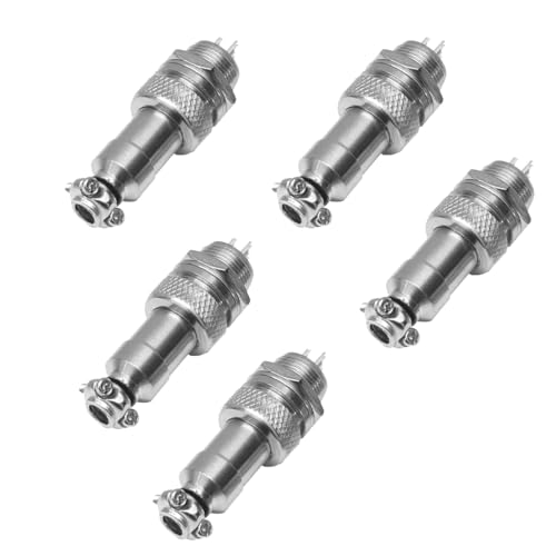 5x Einbau Steckverbindung 12mm 3Pin Stecker Steckdose für DC Gleichstrom Max. 250V 5A Verbindungen Ladebuchsen | 5 Modelle 2-12 Pin zur Auswahl bis 250V 20A | von Schürberg