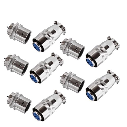 5x Einbau Steckverbindung 12mm 3Pin Stecker Steckdose für DC Gleichstrom Max. 48V 5A Verbindungen Ladebuchsen | 5 Modelle 2-12 Pin zur Auswahl bis 250V 20A | von Schürberg