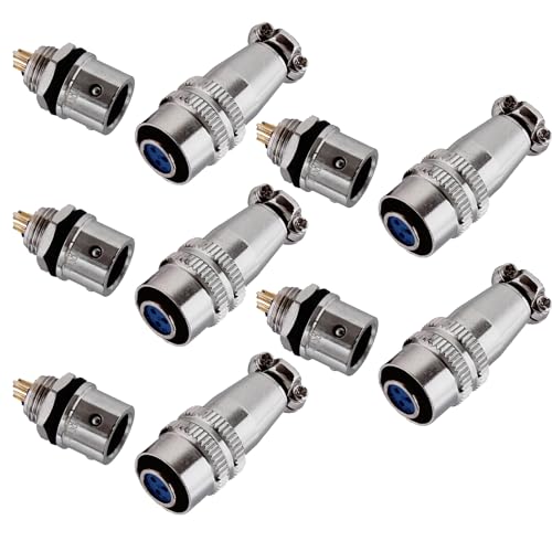 5x Einbau Steckverbindung 8mm 3Pin Stecker Steckdose für DC Gleichstrom Max. 48V 3A Verbindungen Ladebuchsen | 5 Modelle 2-12 Pin zur Auswahl bis 250V 20A | von Schürberg