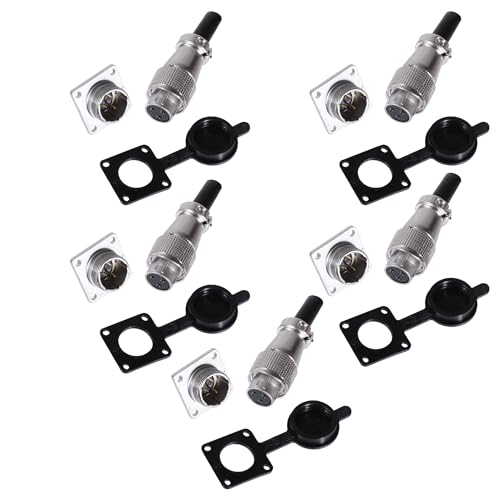5x Einbau Steckverbindung Eckig 16mm 3Pin Stecker Steckdose für DC Gleichstrom Max. 250V 5A Verbindungen Ladebuchsen | 5 Modelle 2-12 Pin zur Auswahl bis 250V 20A | von Schürberg