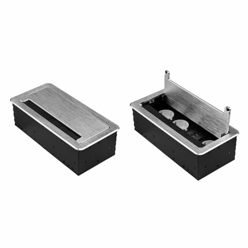 Einbausteckdose Modell: B - 3x Schuko + USB Schutzkontakt Steckdose versenkbar klappbar für Möbel Tische, Böden | 11 Modelle in Schwarz oder Silber zur Auswahl von Schürberg