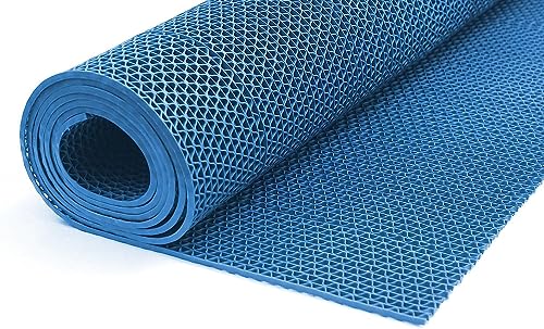 Meterware PVC Bodenmatte 120cm Breite Blau Saunaläufer Duschmatte Bodenrost Antirutschmatte Gummimatte PVC Matte - für Pools, Sauna, Spa, Duschen, Umkleiden (Blau, 120) von Schürberg