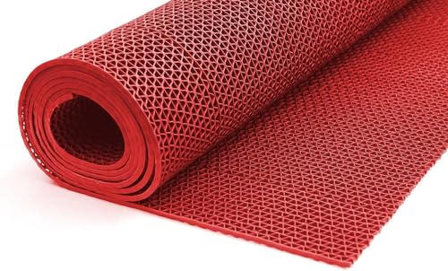 Meterware PVC Bodenmatte 90cm Breite Rot Saunaläufer Duschmatte Bodenrost Antirutschmatte Gummimatte PVC Matte - für Pools, Sauna, Spa, Duschen, Umkleiden (Rot, 90) von Schürberg