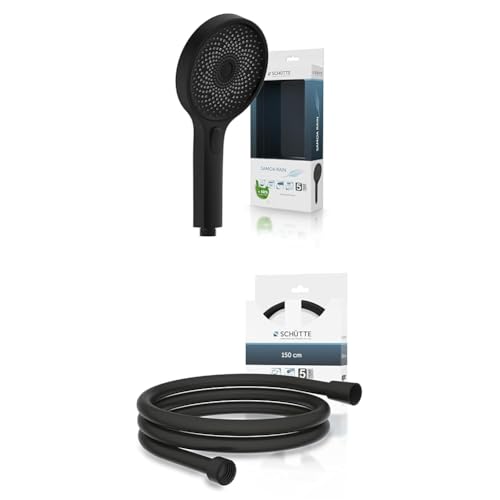 Bundle aus SCHÜTTE Handbrause SAMOA RAIN | Samtstrahl-Technologie | 3 einstellbare Strahlarten | Schwarz + SCHÜTTE Duschschlauch 1,5m | Brauseschlauch mit Verdrehschutz aus Kunststoff | Schwarz Bundle aus SCHÜTTE Handbrause SAMOA RAIN | Samtstrahl-Technologie | 3 einstellbare Strahlarten | Schwarz + SCHÜTTE Duschschlauch 1,5m | Brauseschlauch mit Verdrehschutz aus Kunststoff | Schwarz von Schütte