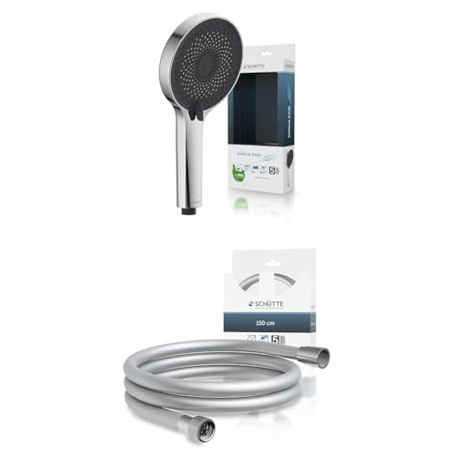 Bundle aus SCHÜTTE Handbrause SAMOA RAIN | Samtstrahl-Technologie mit 3 einstellbaren Strahlarten | Chrom + SCHÜTTE Duschschlauch 1,5m SILVER | Brauseschlauch mit Verdrehschutz | Silber Bundle aus SCHÜTTE Handbrause SAMOA RAIN | Samtstrahl-Technologie mit 3 einstellbaren Strahlarten | Chrom + SCHÜTTE Duschschlauch 1,5m SILVER | Brauseschlauch mit Verdrehschutz | Silber von Schütte