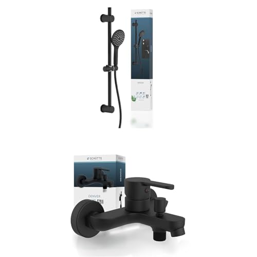 Bundle aus Schütte Raven Duschstange und Handbrause| Regendusche Duschpaneel mit Schlauch | Schwarz + SCHÜTTE DENVER Wannenfüllarmatur Schwarz matt, Badewannenarmatur, Badezimmer Armatur Bundle aus Schütte Raven Duschstange und Handbrause| Regendusche Duschpaneel mit Schlauch | Schwarz + SCHÜTTE DENVER Wannenfüllarmatur Schwarz matt, Badewannenarmatur, Badezimmer Armatur von Schütte