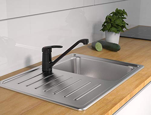 SCHÜTTE 77266 GRANDE Küchenarmatur, Wasserhahn Küche, Mischbatterie für Spüle, Einhebelmischer Spültischarmatur 180° drehbar, Armatur Küchenspüle in Matt Schwarz von Schütte