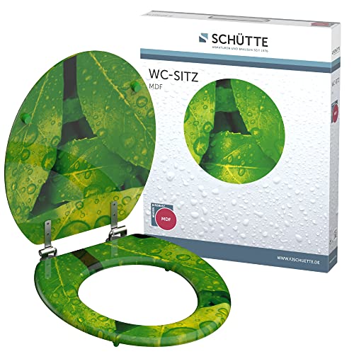 SCHÜTTE 80029 MDF-Holzkern WC-Sitz GREEN LEAFS, von Schütte