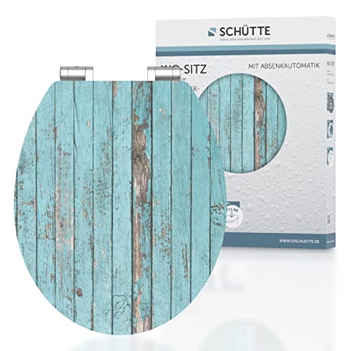 SCHÜTTE 80536 HG MDF-Holzkern High Gloss WC-Sitz BLUE WOOD mit Absenkautomatik, Motiv von Schütte