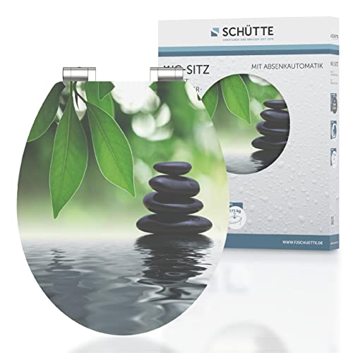 SCHÜTTE WC-Sitz Holzkern HG OASIS, Hochglanz Toilettensitz mit Absenkautomatik, passend für alle handelsüblichen WC-Becken, maximale Belastung der Klobrille 175 kg, Motiv OASIS 80543 von Schütte