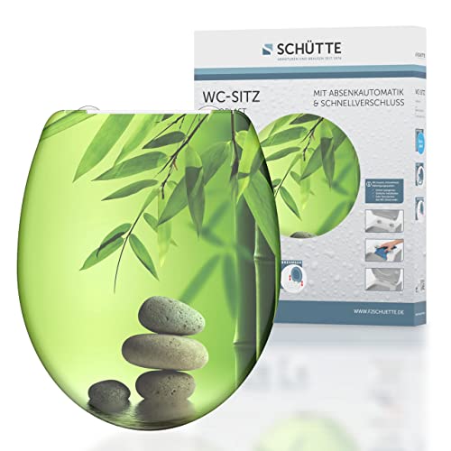 SCHÜTTE WC-Sitz Duroplast GREEN GARDEN, Toilettensitz mit Absenkautomatik und Schnellverschluss für die einfache Reinigung, max. Belastung der Klobrille 150 kg, Motiv Steine 82365 von Schütte