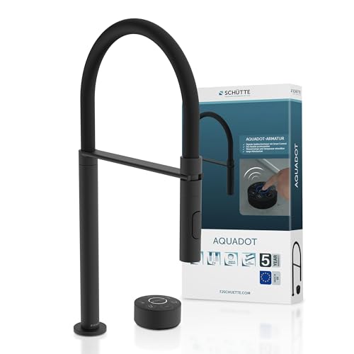 SCHÜTTE AQUADOT Digitale Spültischarmatur mit Smart Control, Moderner Wasserhahn für die Küche mit Soft-Touch Schlauch, Schwarz von Schütte