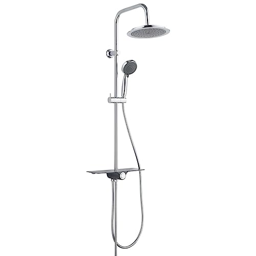 SCHÜTTE AQUASTAR Duschset Regendusche mit Ablage, Duschsystem mit 5-fach verstellbarer Handbrause, Duschsäule mit Duschkopf, Duschset in Chrom/Schwarz SCHÜTTE AQUASTAR Duschset Regendusche mit Ablage, Duschsystem mit 5-fach verstellbarer Handbrause, Duschsäule mit Duschkopf, Duschset in Chrom/Schwarz von Schütte