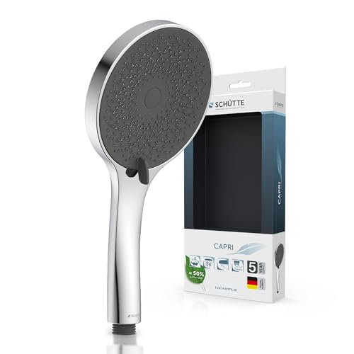 SCHÜTTE Handbrause CAPRI mit Samtstrahl-Technologie | Duschkopf mit über 300 Düsen und 3 einstellbaren Strahlarten | Brausekopf Antikalk für die Dusche | Chrom SCHÜTTE Handbrause CAPRI mit Samtstrahl-Technologie | Duschkopf mit über 300 Düsen und 3 einstellbaren Strahlarten | Brausekopf Antikalk für die Dusche | Chrom von Schütte