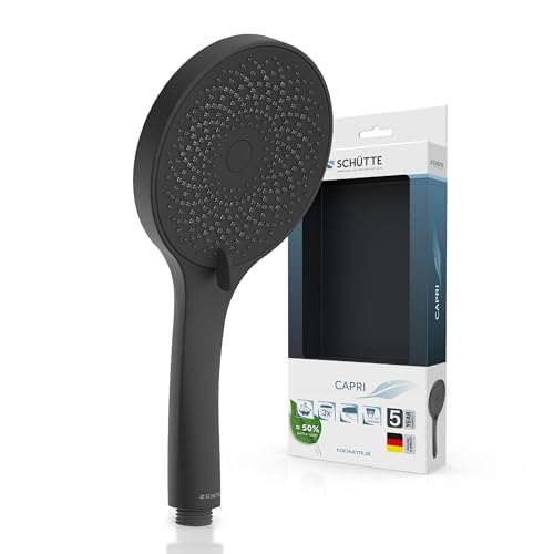 SCHÜTTE Handbrause CAPRI mit Samtstrahl-Technologie | Duschkopf mit über 300 Düsen und 3 einstellbaren Strahlarten | Brausekopf Antikalk für die Dusche | Schwarz SCHÜTTE Handbrause CAPRI mit Samtstrahl-Technologie | Duschkopf mit über 300 Düsen und 3 einstellbaren Strahlarten | Brausekopf Antikalk für die Dusche | Schwarz von Schütte