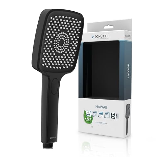 SCHÜTTE Handbrause HAWAII mit Antikalk-Noppen | Duschkopf mit komfortablem Druckknopf und 3 einstellbaren Strahlarten | Brausekopf Antikalk für die Dusche | Schwarz SCHÜTTE Handbrause HAWAII mit Antikalk-Noppen | Duschkopf mit komfortablem Druckknopf und 3 einstellbaren Strahlarten | Brausekopf Antikalk für die Dusche | Schwarz von Schütte