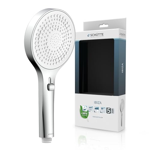 SCHÜTTE Handbrause IBIZA mit Antikalk-Noppen | Duschkopf mit komfortablem Schiebeknopf und 2 einstellbaren Strahlarten | Brausekopf Antikalk für die Dusche | Chrom/Weiß SCHÜTTE Handbrause IBIZA mit Antikalk-Noppen | Duschkopf mit komfortablem Schiebeknopf und 2 einstellbaren Strahlarten | Brausekopf Antikalk für die Dusche | Chrom/Weiß von Schütte