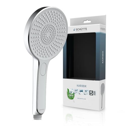 SCHÜTTE Handbrause KARIBIK mit Antikalk-Noppen | Duschkopf mit komfortablem Druckknopf und 3 einstellbaren Strahlarten | Brausekopf Antikalk für die Dusche | Chrom/Hellgrau SCHÜTTE Handbrause KARIBIK mit Antikalk-Noppen | Duschkopf mit komfortablem Druckknopf und 3 einstellbaren Strahlarten | Brausekopf Antikalk für die Dusche | Chrom/Hellgrau von Schütte