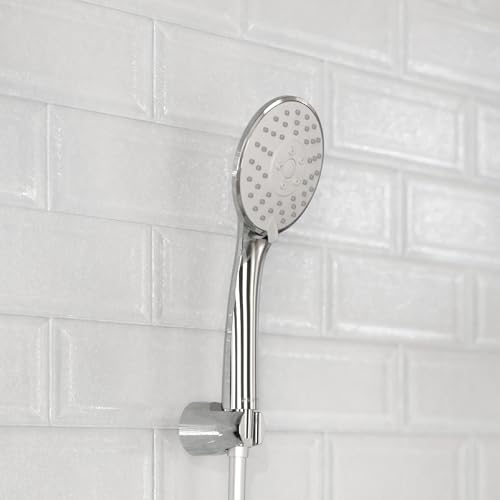 SCHÜTTE Handbrause NAPOLI | Samtstrahl-Technologie | Duschkopf mit Anitikalk-Noppen | 3 einstellbare Strahlarten und Wasserstopp-Funktion | Brausekopf Antikalk für die Dusche | Chrom von Schütte