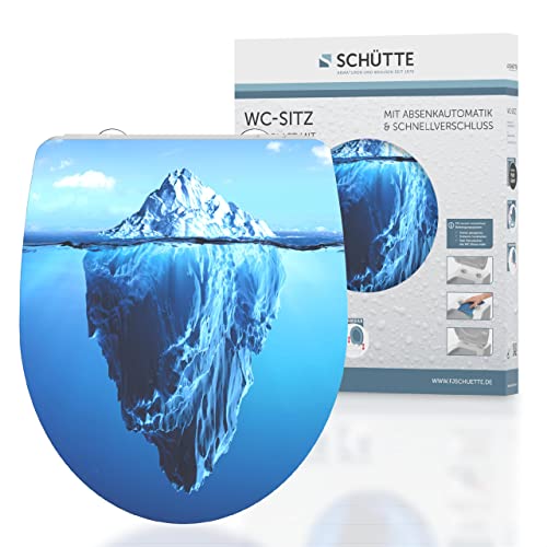 SCHÜTTE WC-Sitz Duroplast HG ICEBERG, Hochglänzender Toilettensitz mit Absenkautomatik, Schnellverschluss für die einfache Reinigung, max. Belastung der Klobrille 150 kg, Motiv 82579 von Schütte