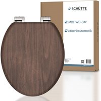 MDF WC Sitz DARK WOOD Toilettendeckel mit Absenkautomatik, Holzkern von Schütte