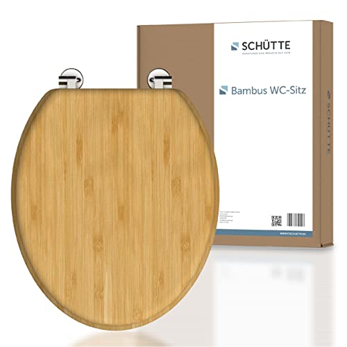 SCHÜTTE WC-Sitz BAMBOO, massiver Bambus Toilettendeckel, nachhaltiger Klodeckel aus Holz, Klositz aus Bambusholz, passend für alle handelsüblichen WCs, maximale Belastung Klobrille 150 kg von Schütte