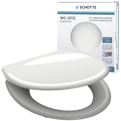 SCHÜTTE WC-Sitz Duroplast, Toilettensitz mit Absenkautomatik und Schnellverschluss für die einfache Reinigung, passend für alle handelsüblichen WC-Becken, maximale Belastung der Klobrille 150 kg, Weiß,1er Pack SCHÜTTE WC-Sitz Duroplast, Toilettensitz mit Absenkautomatik und Schnellverschluss für die einfache Reinigung, passend für alle handelsüblichen WC-Becken, maximale Belastung der Klobrille 150 kg, Weiß,1er Pack von Schütte