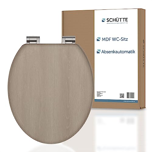 SCHÜTTE WC-Sitz MODERN mit Absenkautomatik aus Holz | Toilettensitz mit Klodeckel | Holzkern Toilettendeckel mit Motiv (maximale Belastung der Klobrille 175 kg) | Holz von Schütte