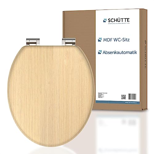 SCHÜTTE WC-Sitz NATRUAL mit Absenkautomatik aus Holz | Toilettensitz mit Klodeckel | Holzkern Toilettendeckel mit Motiv (maximale Belastung der Klobrille 175 kg) | Holz von Schütte