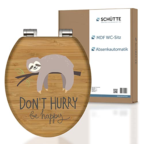 SCHÜTTE WC-Sitz NO HURRY mit Absenkautomatik aus Holz Toilettensitz mit Klodeckel, Holzkern Toilettendeckel mit Motiv (maximale Belastung der Klobrille 150 kg), Holzfarben von Schütte