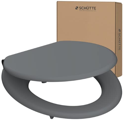 SCHÜTTE WC-Sitz SPIRIT GREY mit Absenkautomatik aus Holz, Toilettensitz mit Klodeckel, Holzkern Toilettendeckel (maximale Belastung der Klobrille 150 kg), Grau von Schütte