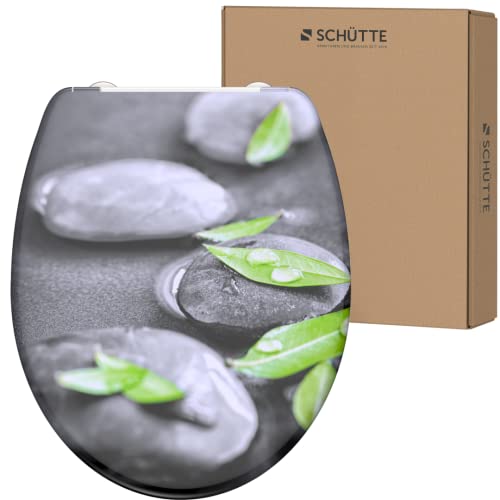 Schütte WC-Sitz STONES mit Absenkautomatik, Toilettendeckel mit Motiv und Schnellverschluss für die Reinigung, Duroplast Klodeckel (max. Belastung der Klobrille 150 kg) von Schütte